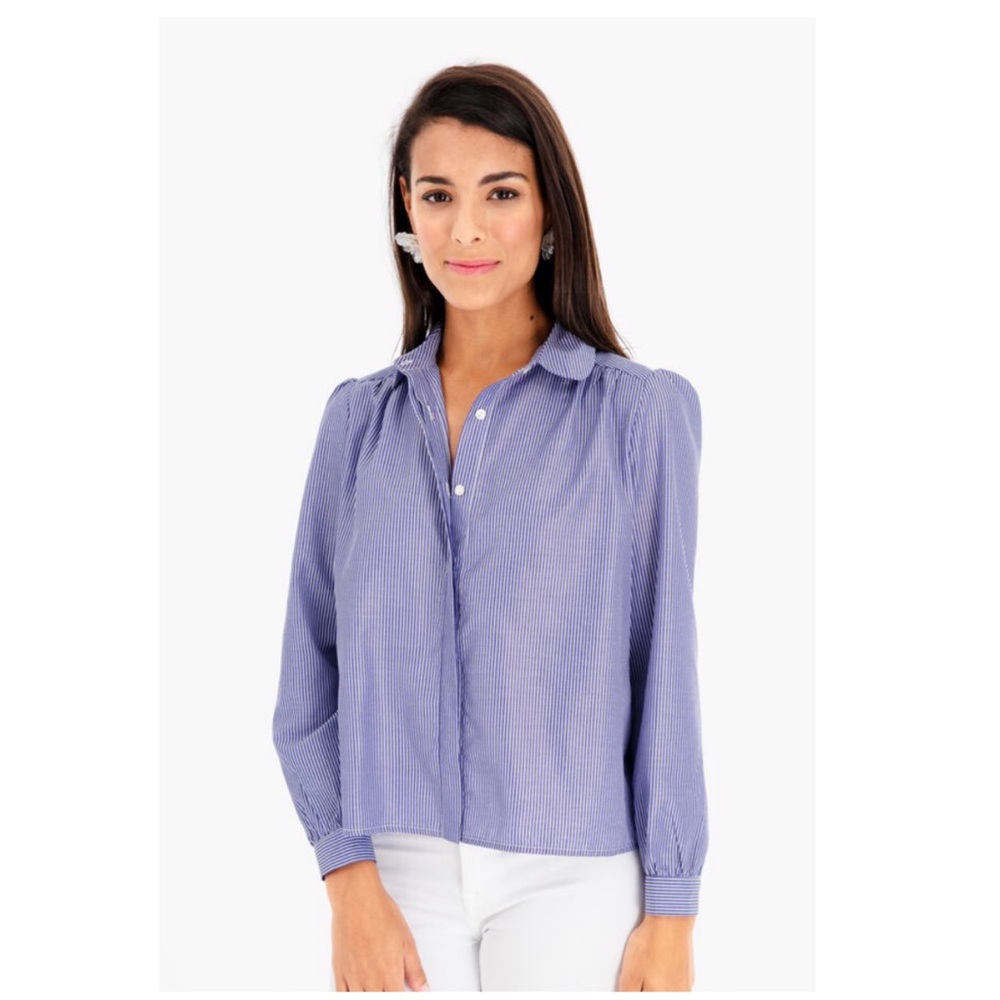Pomander Place Lavender Pinstripe Button-Up Blouse